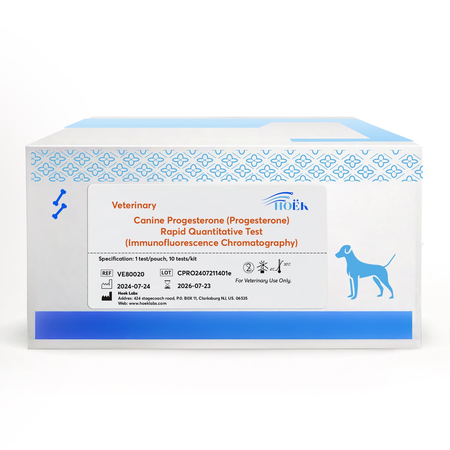 Canine Progesterone Rapid Quantitative Testing Kit (Immunofluorescence Chromatography-10 kits)